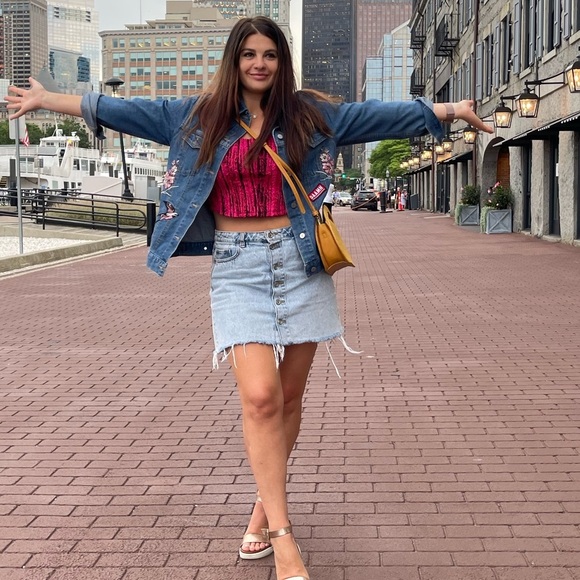 Zara BUTTONED DENIM MINI SKIRT - Picture 9 of 11